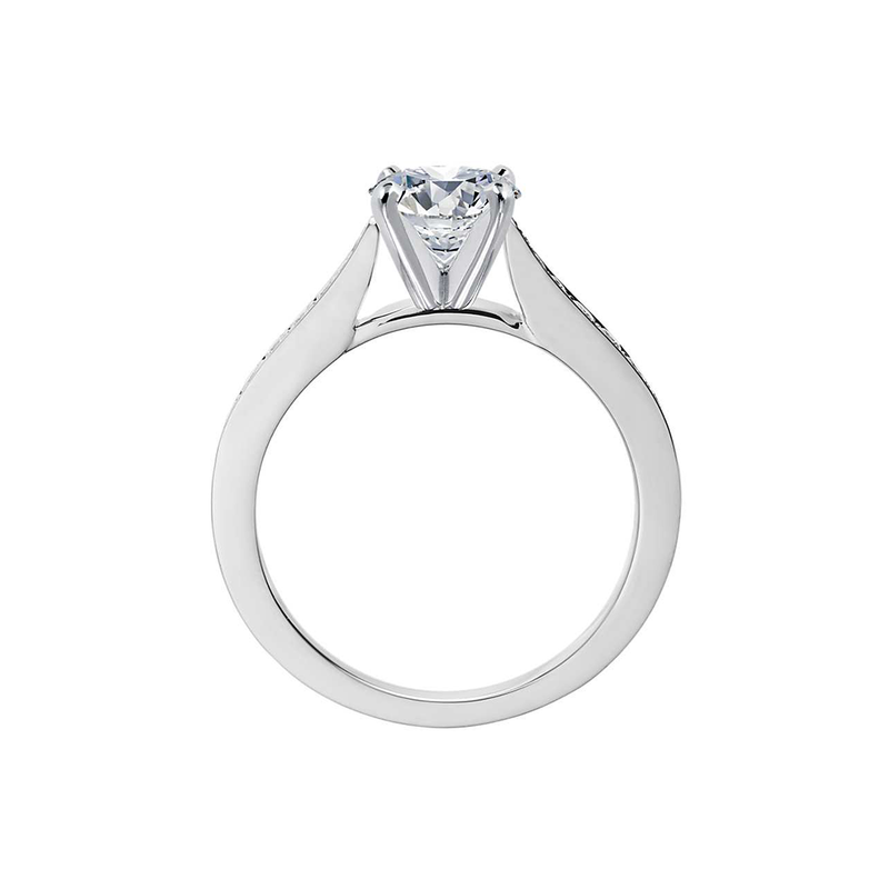 18k White Gold Tapered Pavé Diamond Engagement Ring