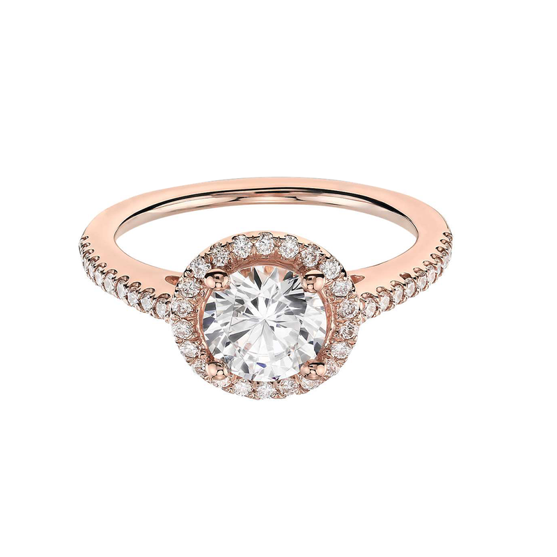 18k Rose Gold Halo Classic Diamond Engagement Ring