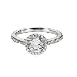 Classic Halo Diamond Engagement Ring in 18k White Gold