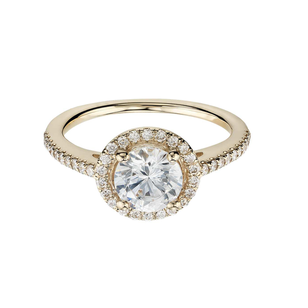 18k Yellow Gold Single Halo Classic Diamond Engagement Ring