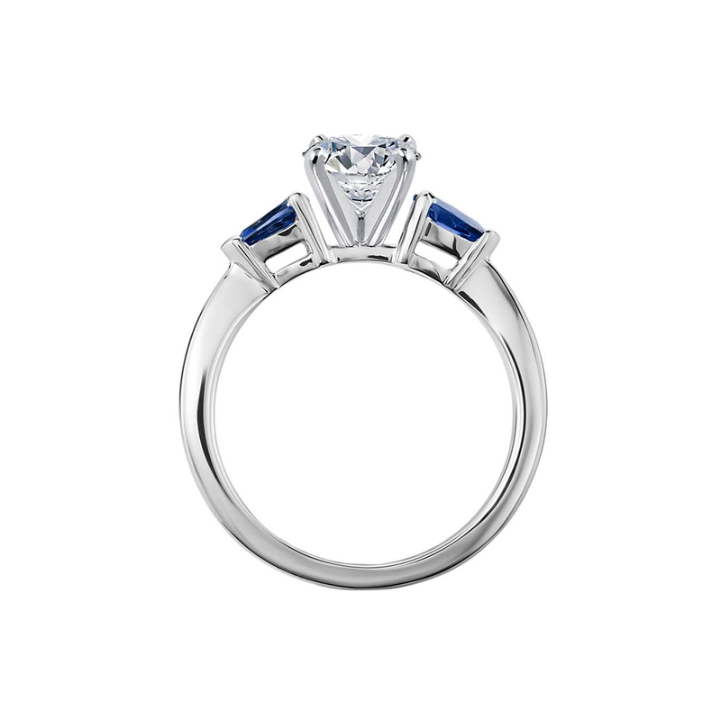 18k White Gold Classic Deep Blue Pear Shaped Sapphire And Diamond Engagement Ring