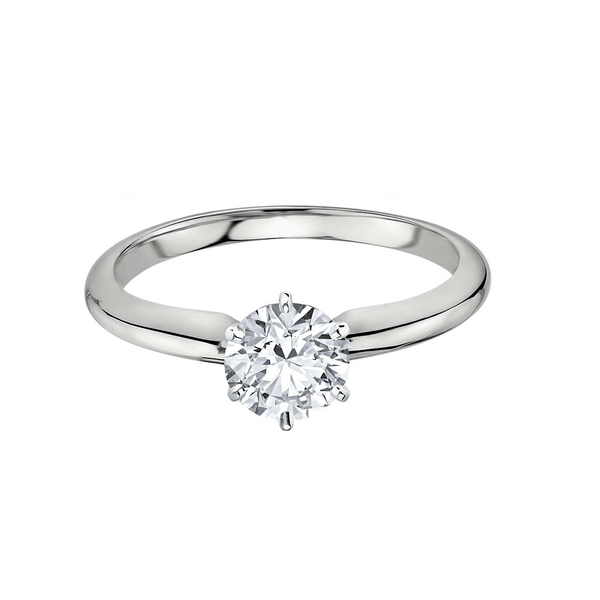 18k White Gold Solitaire Classic Six Claw Diamond Engagement Ring