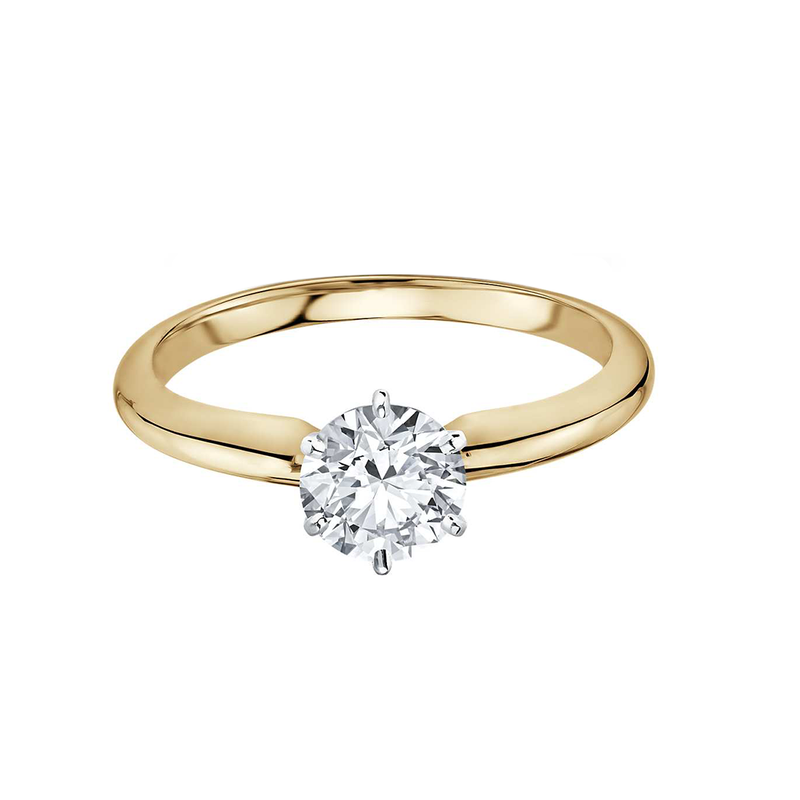 18k Yellow Gold Solitaire Classic Six Claw Engagement Ring