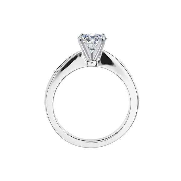 18k White Gold Classic Tapered Four Claw Solitaire Diamond Engagement Ring