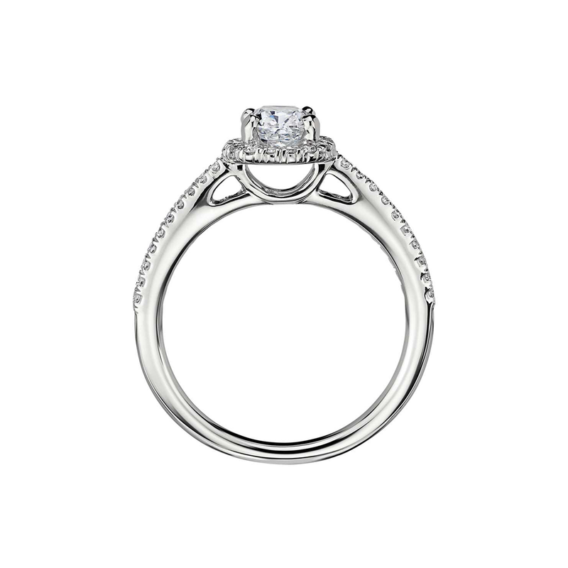 Cushion Cut Halo Diamond Engagement Ring in 18k White Gold