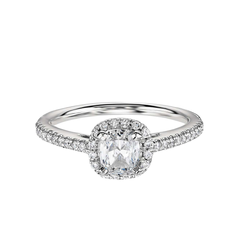 Cushion Cut Halo Diamond Engagement Ring in 18k White Gold