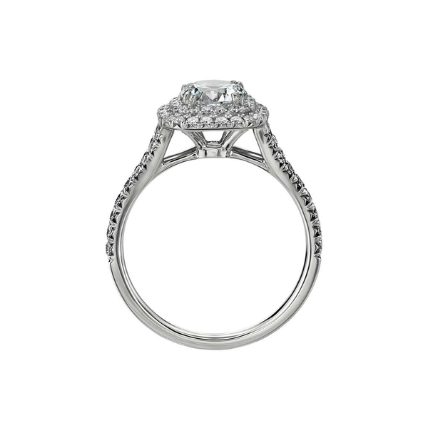 18k White Gold Duet Halo Engagement Ring