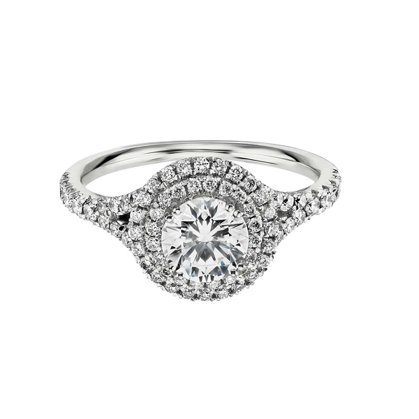 18k White Gold Double Halo Diamond Engagement Ring