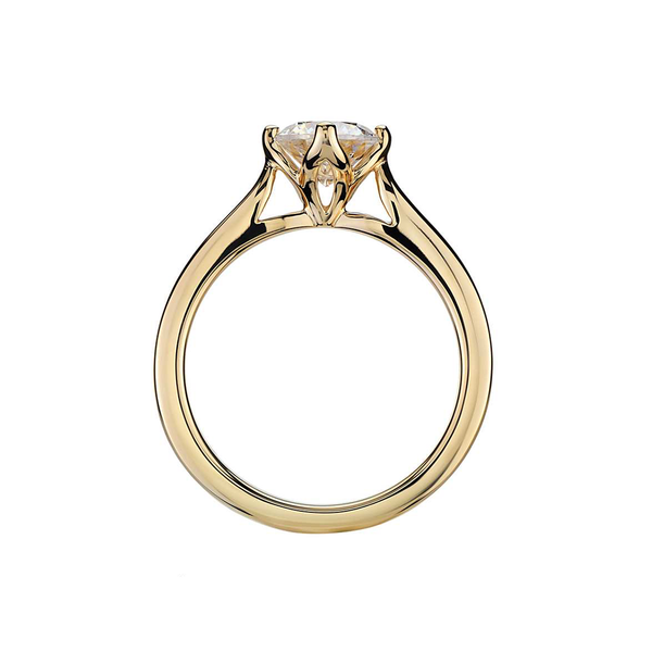 18k Yellow Gold Solitaire East-West Diamond Engagement Ring