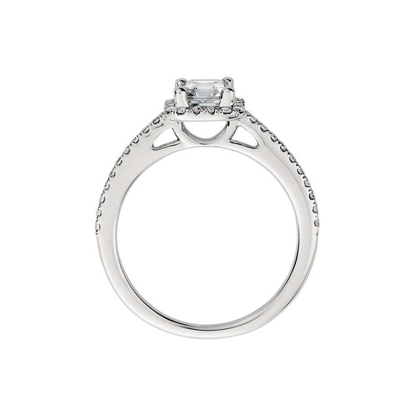 Emerald Cut Halo Diamond Engagement Ring in 18k White Gold