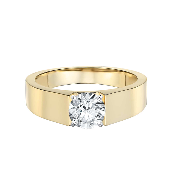 18k Yellow Gold Solitaire Bold Diamond Engagement Ring