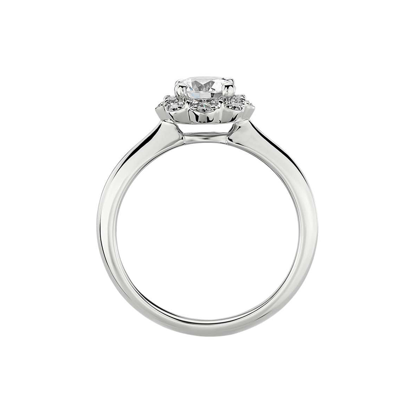 Floral Halo Diamond Engagement Ring in 18k White Gold