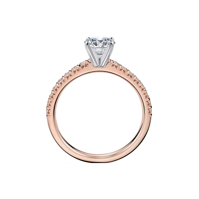 18k Rose Gold French Pavé Diamond Engagement Ring