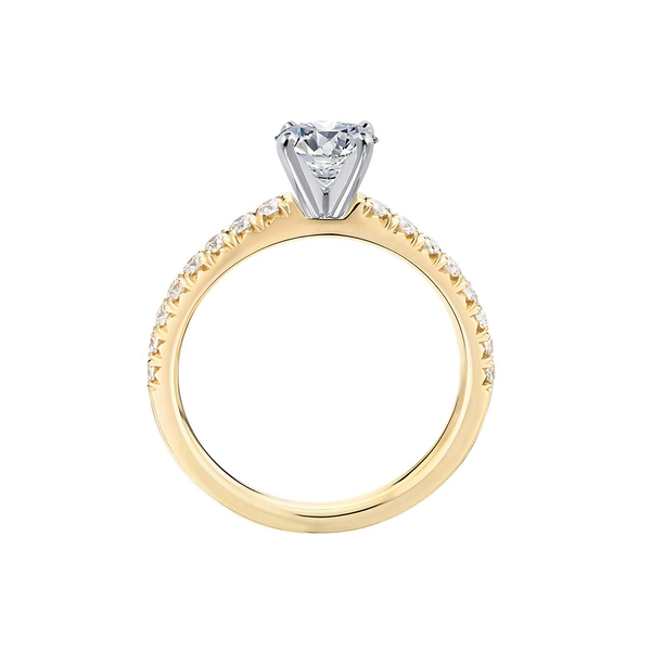 18k Yellow Gold French Pavé Diamond Engagement Ring