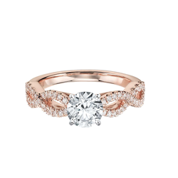 18k Rose Gold Micro pave Infinity Twist Diamond Engagement Ring