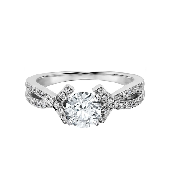 18k White Gold Twist Pavé Diamond Engagement Ring