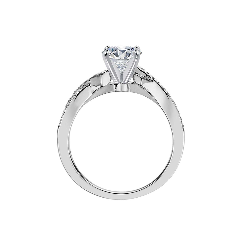 18k White Gold Twist Pavé Diamond Engagement Ring