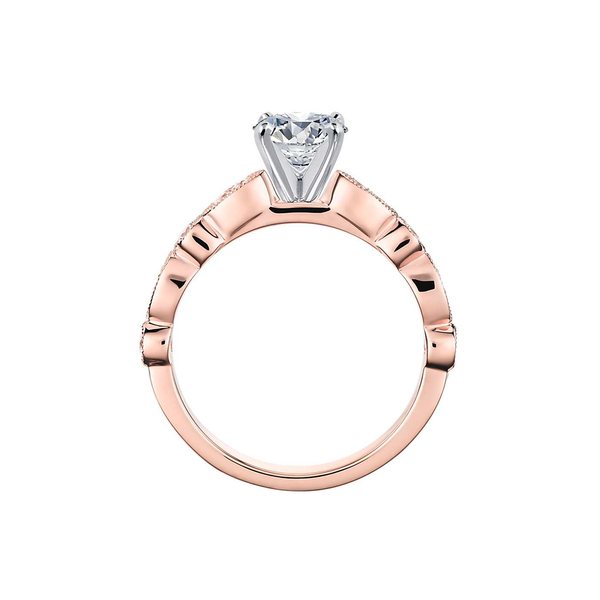 18k Rose Gold Milgrain Marquise and Dot Diamond Engagement Ring