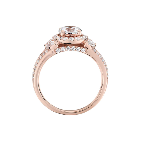 18k Rose Gold Halo Floral Rose Diamond Engagement Ring