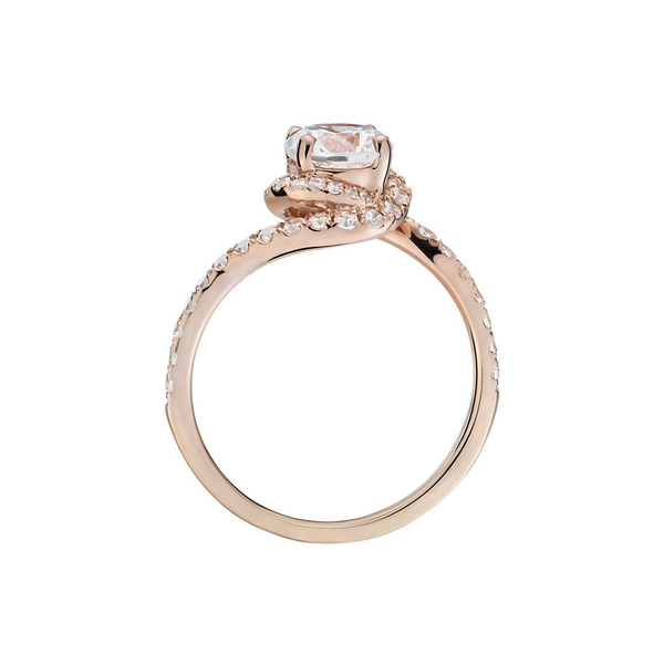 18k Rose Gold Halo Luxuriousness Rose Twist Diamond Engagement Ring