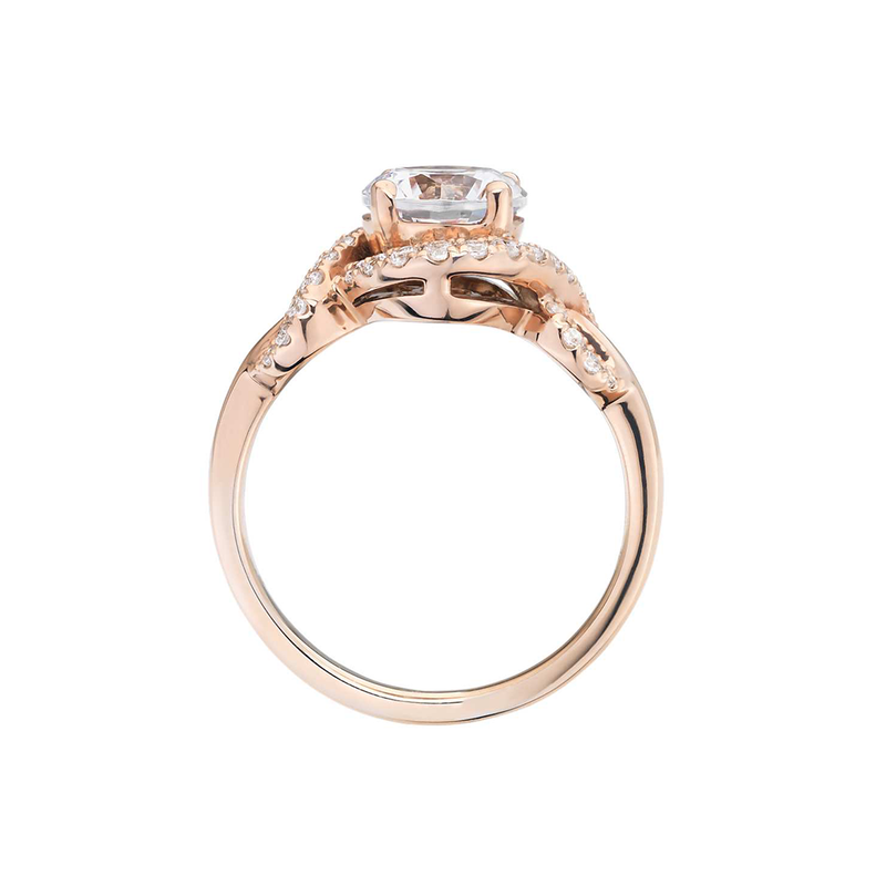 18k Rose Gold Halo Endless Twist Diamond Engagement Ring