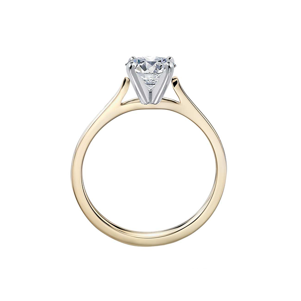 18k Yellow Gold Solitaire Petite Cathedral Diamond Engagement Ring