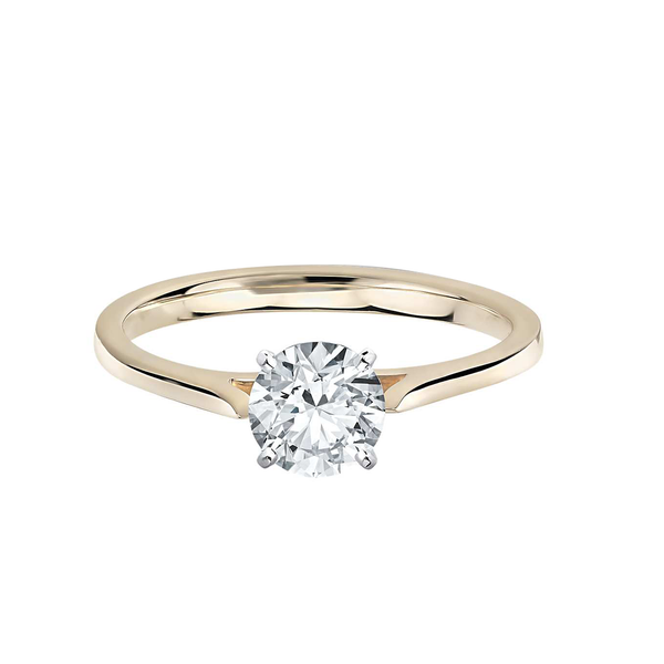 18k Yellow Gold Solitaire Petite Cathedral Diamond Engagement Ring