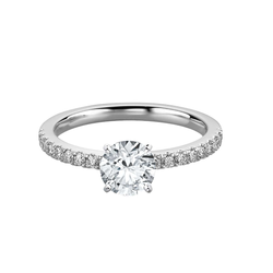 18k White Gold Elegant Pavé Diamond Engagement Ring