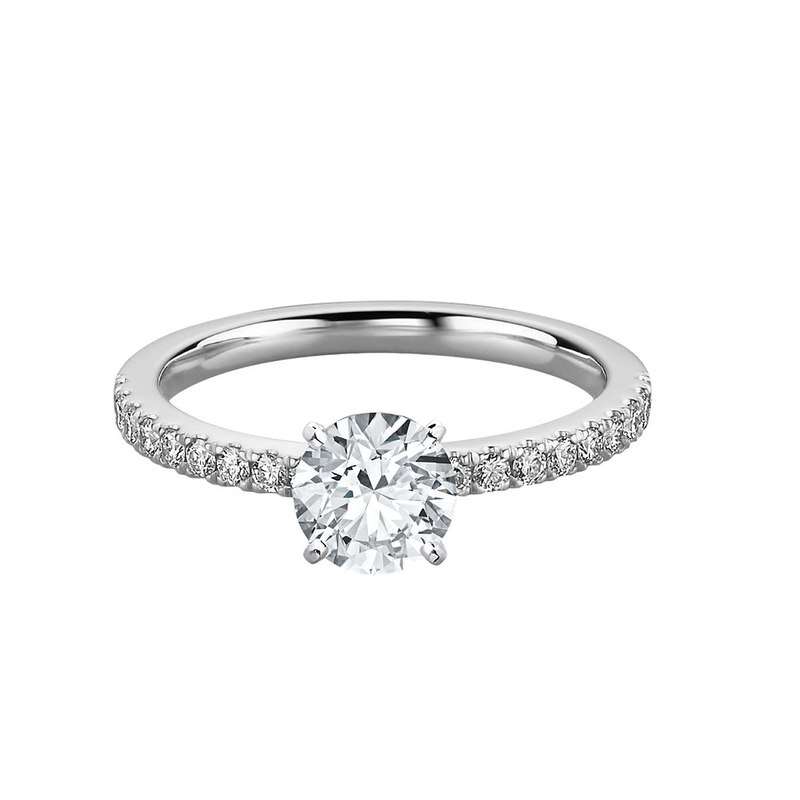 18k White Gold Elegant Pavé Diamond Engagement Ring