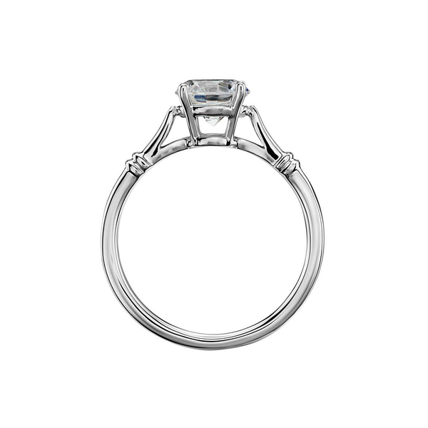 18k White Gold Solitaire Two Stripe Diamond Engagement Ring