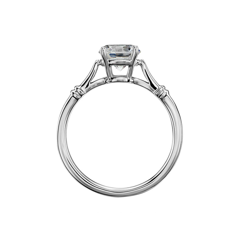 18k White Gold Solitaire Two Stripe Diamond Engagement Ring