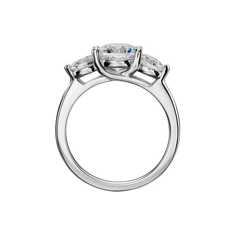 18k White Gold Three Stone Petite Diamond Engagement Ring