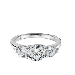 18k White Gold Three Stone Petite Diamond Engagement Ring